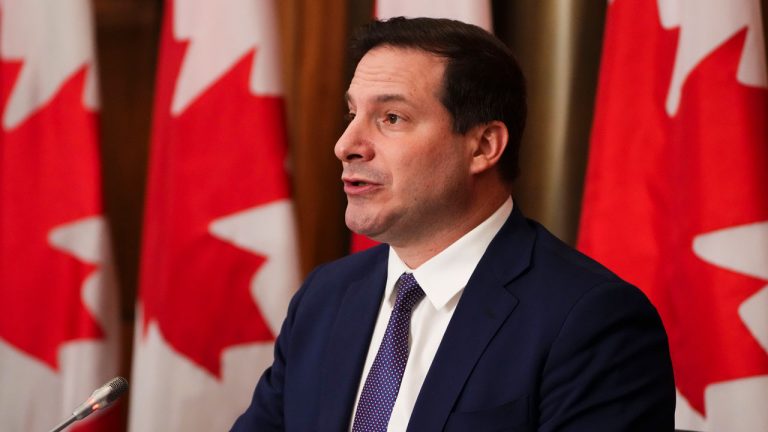 Minister of Public Safety Marco Mendicino joins fellow federal ministers as he makes an announcement regarding border measures and COVID-19 during a press conference in Ottawa. (Sean Kilpatrick/CP)