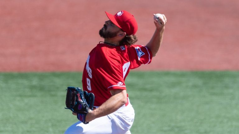 Toronto Blue Jays prospect Hagen Danner delivers for the Vancouver Canadians. (Chris Oertell, Photo)