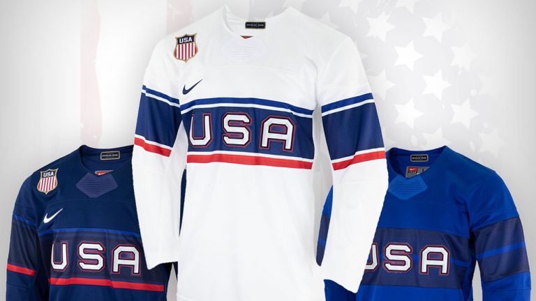 USA Hockey unveils its jerseys for the Beijing Olympics. (Courtesy of USA Hockey)