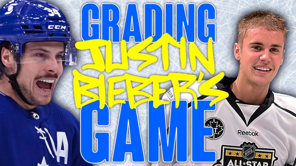 Justin Bieber sports a Toronto Maple Leafs jersey for a wacky game