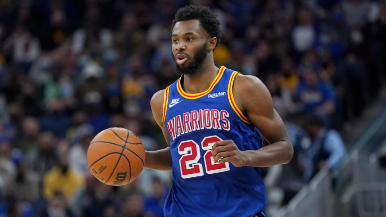 Golden State Warriors forward Andrew Wiggins brings the ball up against the Phoenix Suns during the second half of an NBA basketball game in San Francisco, Friday, Dec. 3, 2021. (AP/file)