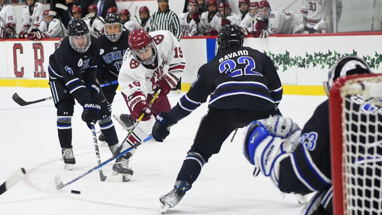 Matthew Coronato, pictured while playing for Harvard. (Photo courtesy: Talbot/Harvard Athletics)