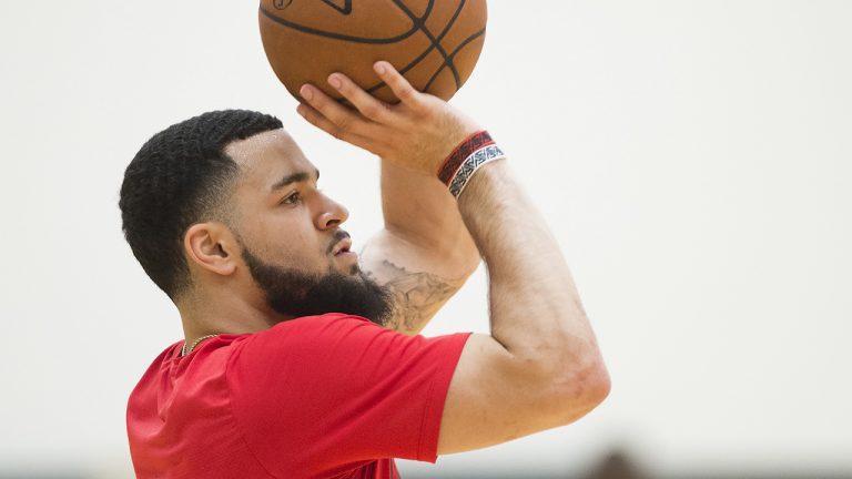 Toronto Raptors guard Fred VanVleet shoots the ball during practice. (Nathan Denette/CP)