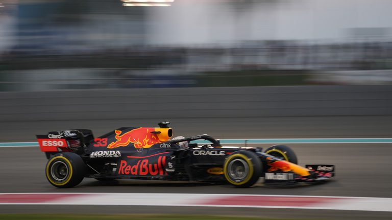 Red Bull driver Max Verstappen of the Netherlands in action during the qualifying for the Formula One Abu Dhabi Grand Prix in Abu Dhabi. (Hassan Ammar/AP)