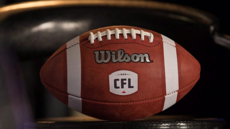 A football with the CFL logo. (Canadian Press Photo)