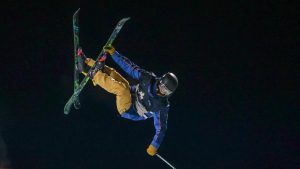 Canada's Brendan Mackay competes during the men's World Cup freestyle ski halfpipe event in Calgary, Alta., Thursday, Dec. 30, 2021. (Evan Buhler/THE CANADIAN PRESS) 
