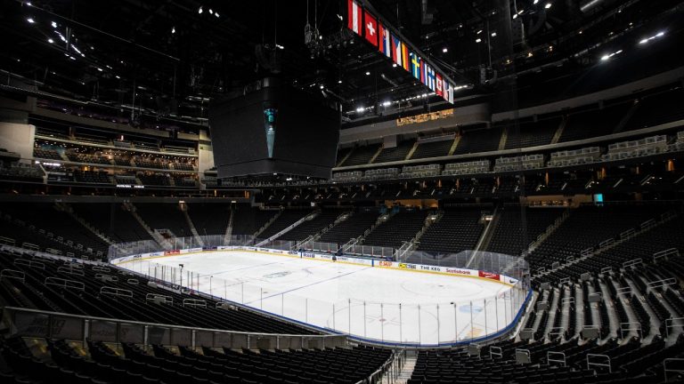 Rogers Place arena sits empty after the cancellation of the IIHF World Junior Hockey Championship in Edmonton on Wednesday, December 29, 2021. (Jason Franson/THE CANADIAN PRESS)
