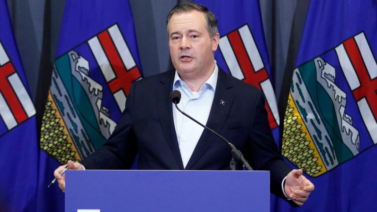 Alberta Premier Jason Kenney speaks after the UCP (United Conservative Party) annual meeting in Calgary on Sunday, Nov. 21, 2021. (Larry MacDougal/CP)