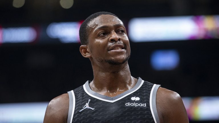 Sacramento Kings De'Aaron Fox reacts during his team's 101-124 loss to the Toronto Raptors in NBA basketball action in Toronto. (Chris Young/CP)