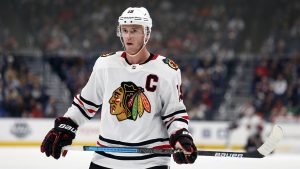 Chicago Blackhawks forward Jonathan Toews is shown during an NHL hockey game against the Columbus Blue Jackets. (Paul Vernon, File/AP)