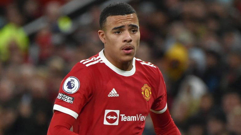 Manchester United's Mason Greenwood in action during the English Premier League soccer match between Manchester United and Burnley at Old Trafford in Manchester, England, Thursday, Dec. 30, 2021. (Rui Vieira/AP)