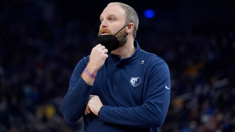 Memphis Grizzlies head coach Taylor Jenkins watches during the first half of his team's NBA basketball game against the Golden State Warriors in San Francisco, Thursday, Dec. 23, 2021. (Jeff Chiu/AP)