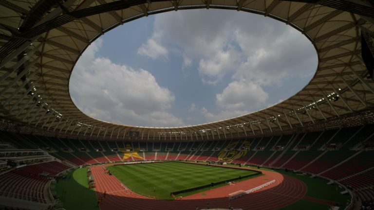 The newly built Olembe stadium in Yaounde, Cameroon, Saturday, Jan. 8, 2022. The African Cup of Nations takes place in Cameroon and starts on Sunday, Jan. 9. (Themba Hadebe/AP)