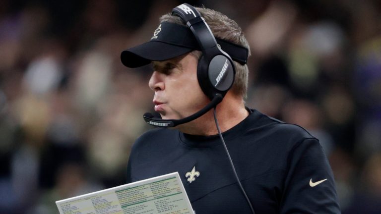 Formr New Orleans Saints head coach Sean Payton calls out from the sideline in the first half of an NFL football game against the Carolina Panthers in New Orleans, Sunday, Jan. 2, 2022. (Derick Hingle/AP) 