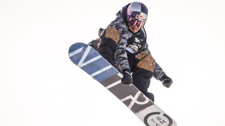 Canada's Sebastien Toutant competes during the men's World Cup slopestyle snowboard final in Calgary, Alta., Saturday, Jan. 1, 2022. (Jeff McIntosh/CP)