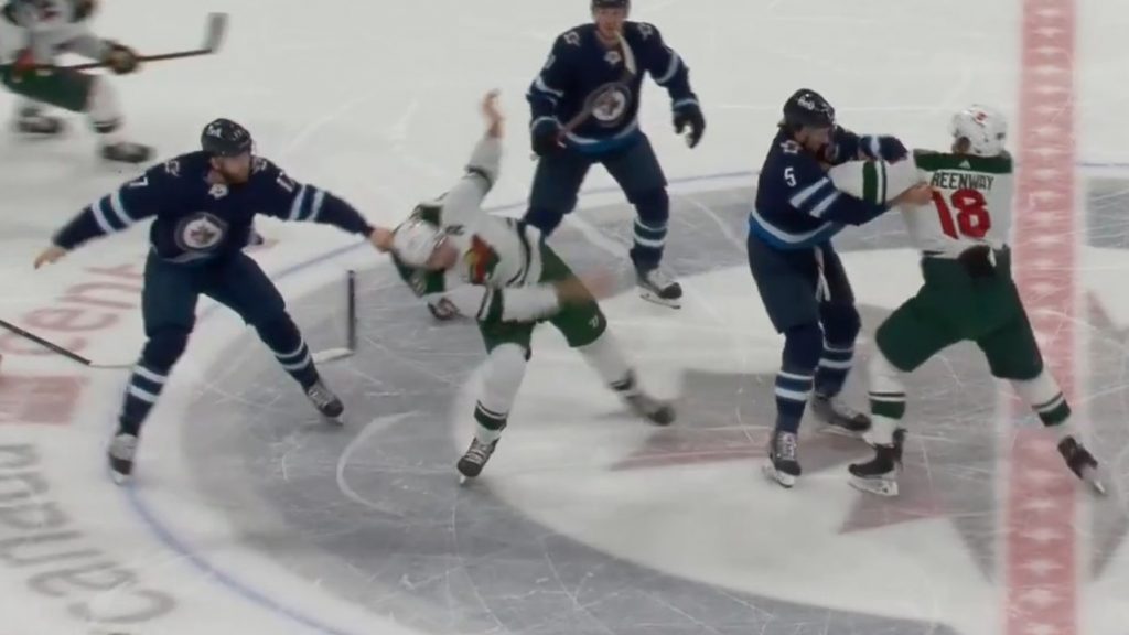 Brenden Dillon vs. Marcus Foligno, October 19, 2021 - Winnipeg Jets vs.  Minnesota Wild