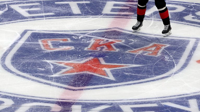 A logo of HC SKA St Petersburg during a 2020/21 KHL Regular Season ice hockey match. Alexander Demianchuk/TASS