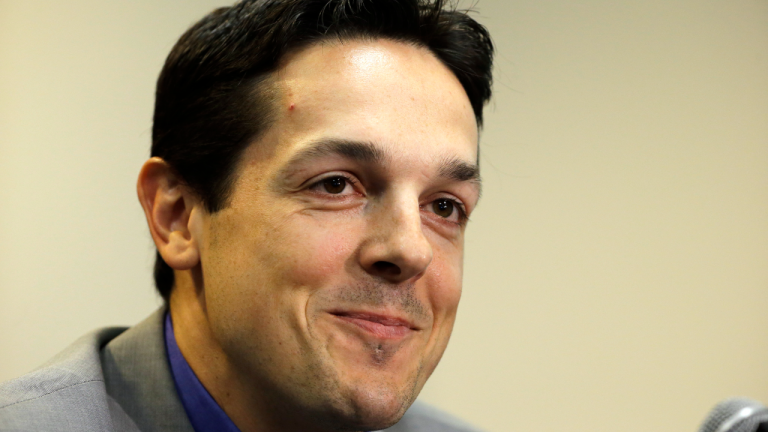 Danny Briere speaks during a news conference Aug. 18, 2015, in Voorhees, N.J. (AP/file)