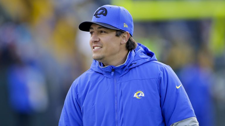 Los Angeles Rams offensive coordinator Kevin O'Connell is seen before an NFL football game against the Green Bay Packers. (Aaron Gash/AP)