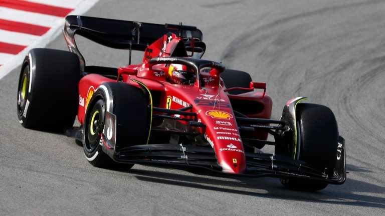 Mercedes driver Lewis Hamilton of Britain steers his car during a Formula One pre-season testing session at the Catalunya racetrack in Montmelo, just outside of Barcelona, Spain, Wednesday, Feb. 23, 2022. (Joan Monfort/AP)