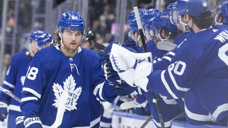 Toronto Maple Leafs' William Nylander celebrates his goal. (Chris Young/CP)