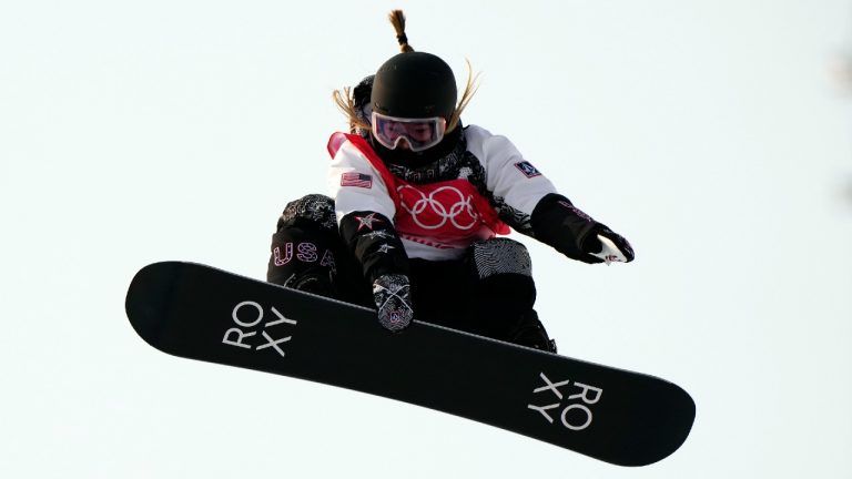 United States' Chloe Kim competes during the women's halfpipe. (Francisco Seco/AP)