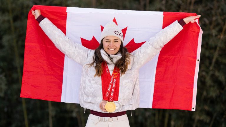 Canadian long track speed skater Isabelle Weidemann is named the Beijing 2022 Winter Olympic Games Closing Ceremony flag bearer in Beijing, China on Saturday, February 19, 2022. (Mark Blinch/THE CANADIAN PRESS/HO)