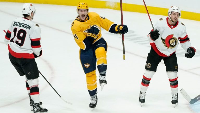 Nashville Predators' Tanner Jeannot (84). (Mark Humphrey/AP Photo)