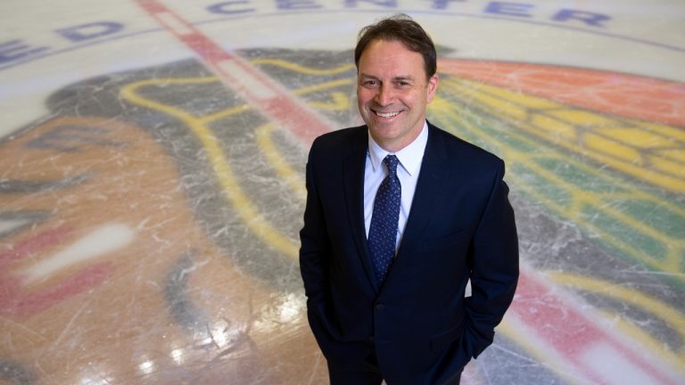 Chicago Blackhawks assistant general manager Norm Maciver is shown at the United Center in Chicago, Tuesday, Feb. 9, 2016. Norm Maciver is returning to the Chicago Blackhawks after he was hired as associate general manager under new GM Kyle Davidson. The team announced Maciver's return on Wednesday, March 9, 2022. The 57-year-old Maciver had been working as the director of player personnel for the Seattle Kraken. (Erin Hooley/Chicago Tribune via AP)