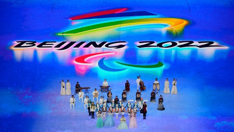 Musicians perform before the start of the opening ceremony at the 2022 Winter Paralympics, Friday, March 4, 2022, in Beijing. (Dita Alangkara/AP Photo)