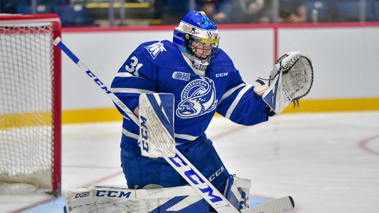 Mississauga Steelheads goaltender Joe Ranger is shown in recent game action in a handout photo. (Mississauga Steelheads/Charles Warburton)