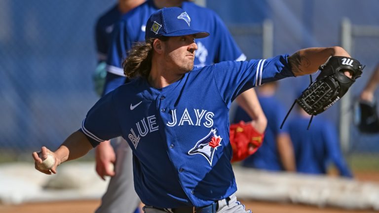 Toronto Blue Jays’ Kevin Gausman throws in the bullpen during a spring training workout. (Steve Nesius/CP)