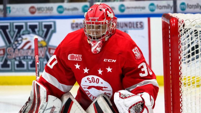 Tucker Tynan of the Soo Greyhounds.  (Natalie Shaver/OHL Images)