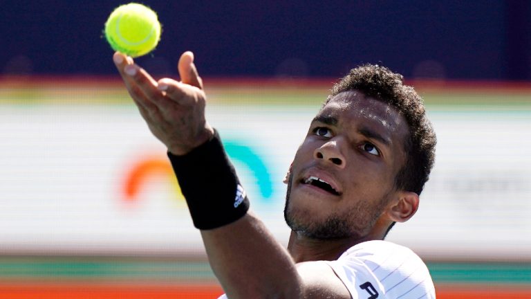 Felix Auger-Aliassime, of Canada, in action during the Miami Open. (AP/file)