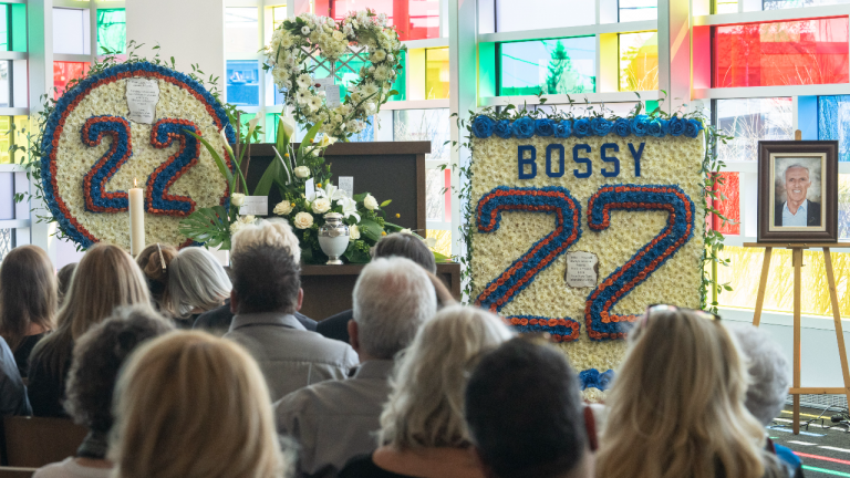 Family and friends gather for funeral services for New York Islanders legend and Hockey Hall of Famer Mike Bossy, Thursday, April 28, 2022 in Ste.Theres, Que. (CP)