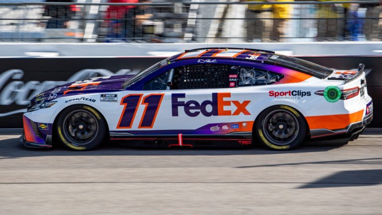 Denny Hamlin drives during the NASCAR Cup Series auto race at Richmond Raceway on Sunday, April 3, 2022, in Richmond, Va. (Mike Caudill/AP)