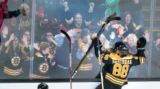 Off-ice official injured by pane of glass as fans celebrate Bruins goal against Hurricanes