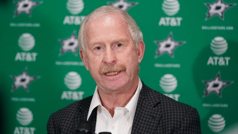 Dallas Stars general manager Jim Nill speaks to reporters about the NHL hockey season during a media availability at the team's headquarters in Frisco, Texas, Tuesday, May 17, 2022. (LM Otero/AP Photo)