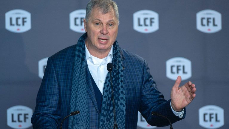 CFL commissioner Randy Ambrosie speaks at a news conference in Halifax on January 23, 2020. (Andrew Vaughan/CP)