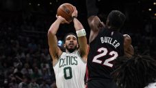 Celtics torch Heat early, even series with blowout win