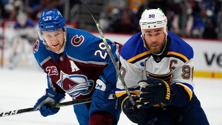 Avalanche forward Nathan MacKinnon, left, knows he's going to see a lot of Blues checking centre Ryan O'Reilly, right, during their second-round playoff series. (David Zalubowski/AP)