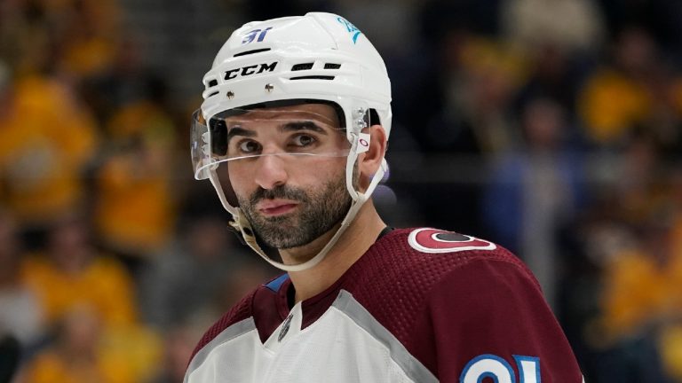 Colorado forward Nazem Kadri has faced racist threats since a collision involving St. Louis goalie Jordan Binnington in Game 3 of their second-round NHL playoff series.
(Mark Humphrey/AP)