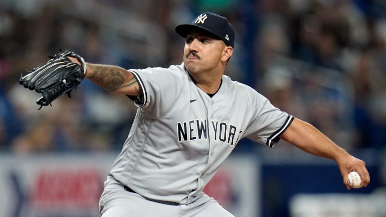 New York Yankees' Nestor Cortes pitches to the Tampa Bay Rays during the eighth inning of a baseball game Thursday, May 26, 2022, in St. Petersburg, Fla. (Chris O'Meara/AP)