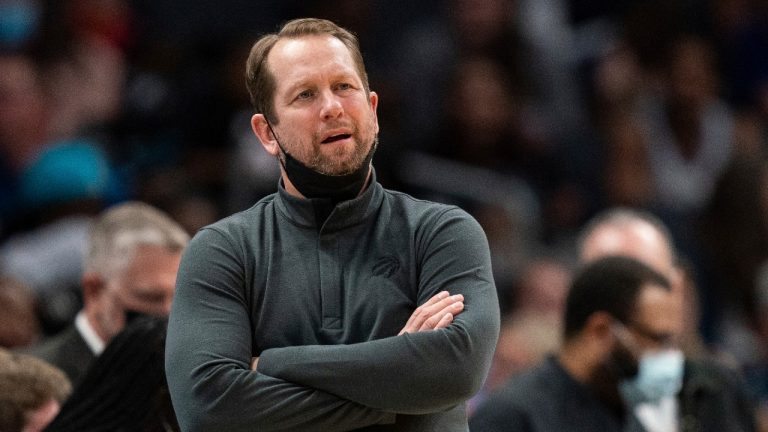 Nick Nurse says he's focused on coaching the Raptors and not the Lakers. (Jacob Kupferman/CP)