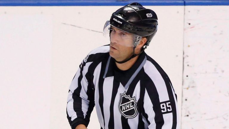 Linesman Jonny Murray of Beauport, Que., was injured in Friday night's playoff game between Boston and Carolina.
(Wilfredo Lee/AP)