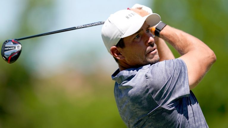 Scott Stallings has had a great week so far in Texas, including at the second round of the Charles Schwab Challenge golf tournament at the Colonial Country Club, Friday, May 27, 2022, in Fort Worth, Texas. (LM Otero/AP)