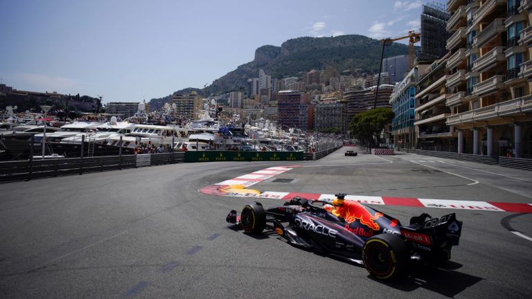 Red Bull driver Max Verstappen of the Netherlands steers his car during the first free practice at the Monaco racetrack, in Monaco, Friday, May 27, 2022. The Formula one race will be held on Sunday. (Daniel Cole/AP)