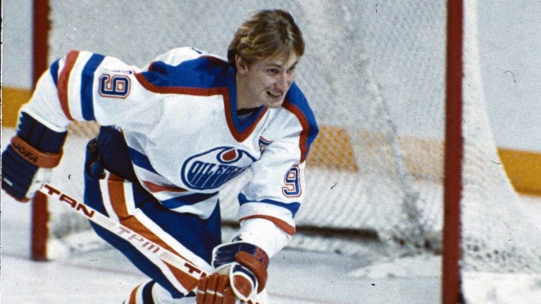 Edmonton Oilers' star Wayne Gretzky is seen in action, in this 1984 file photo. (Canadian Press via AP)