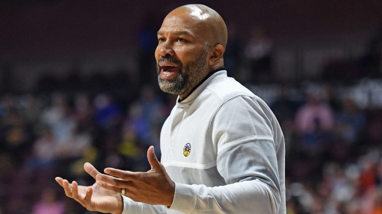 Former Los Angeles Sparks head coach Derek Fisher. (Sean D. Elliot/The Day via AP)