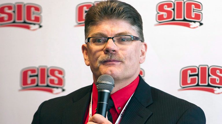 University of New Brunswick Varsity Reds head coach Gardiner MacDougall will guide the host Saint John Sea Dogs through the 2022 Memorial Cup as interim coach. (Liam Richards/CP)